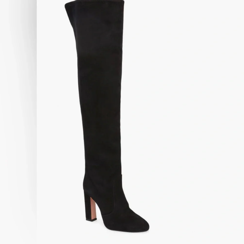 NIB $1250 Aquazzura Joplin Over the Knee Boot (Women) 7US / 37EU, BLACK Suede!